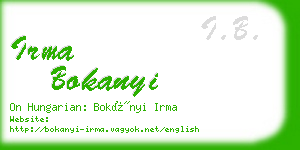 irma bokanyi business card